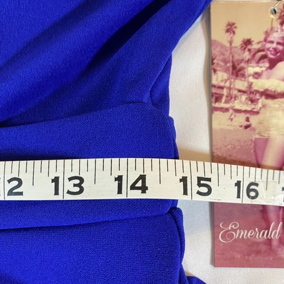 Royal Blue Emerald Sundae Cocktail dress with Gold emblem self Belt Size 11 NWT - Picture 10 of 12